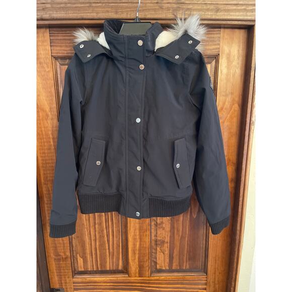 Hollister All Weather faux fur lined jacket black M - Picture 1 of 11